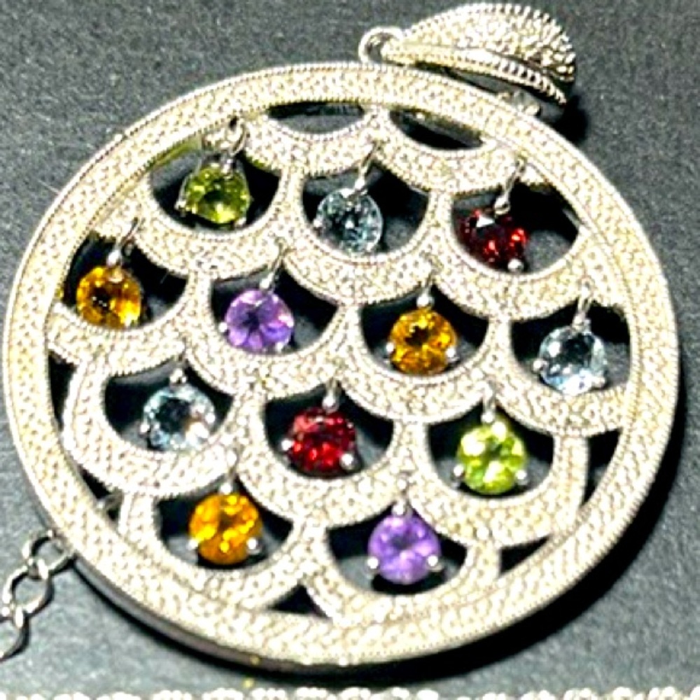 New! Rainbow Ross Simons Necklace Sterling Silver Blue Topaz Amethyst NIB